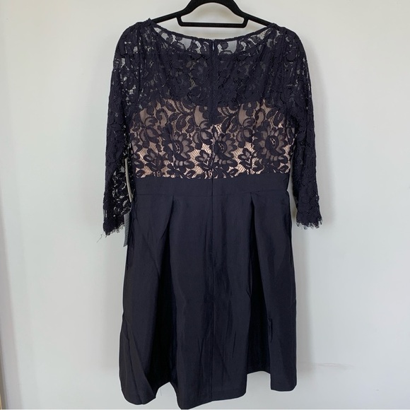 Eliza J Navy Blue Eyelet Lace Top Dress Size 14 NWT - Picture 3 of 8